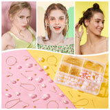 DIY Beaded Earring Making Kit, Inclduing Heart & Star & Imitation Pearl Acrylic Beads, Brass Hoop Earrings Findings & Earring Hooks, Pink, 247Pcs/box