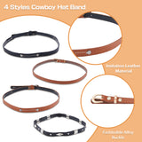 4Pcs 4 Style Imitation Leather Southwestern Cowboy Hat Band, with Alloy Buckle, Overlay Hat Band for Hat Accessories, Mixed Color, 1pc/style