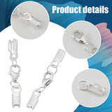 6Pcs 925 Sterling Silver Lobster Claw Clasp, with Folding Crimp Ends, Silver, 26mm