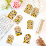 120Pcs 4 Styles Sunflower Paper Thank You Gift Tags, Hange Tags, For Arts and Crafts, with 30M Jute Twine, Rectangle, Yellow, 7.7x5.1cm, Hole: 5mm, 30pcs/style