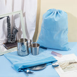 Rectangle Velvet Packing Drawstring Pouches, Jewelry Storage Gift Bags, Light Sky Blue, 40x30.5x0.3cm