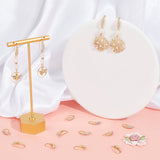 8 Pairs Brass Earring Hooks, with Clear Cubic Zirconia & Horizontal Loops, Real 18K Gold Plated, 19x4mm, Hole: 1.6mm, Pin: 0.9mm