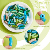 84pcs 14 Style Opaque Acrylic Beads, Curved Tube, Mixed Color, 34.5~36x13~13.5x11~11.5mm, Hole: 3.5~4mm, about 6pcs/style