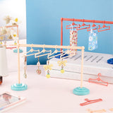 4 Sets 4 Style Plastic Doll Clothes Drying Laundry Rack Set, including Clothes Hangers and Base, Bar, for Doll Clothing Outfits Hanging, Mixed Color, 35~232x49~69.5x3.5~140mm, 1 set/style