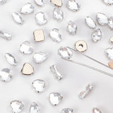 80Pcs 8 Style Acrylic Sew on Rhinestone, Acrylic Mirror, Two Holes, Garments Accessories, Faceted, Rectangle & Rhombus & Oval & Teardrop & Heart & Flat Round & Horse Eye, Crystal, 12~15x5~12mm, 10pcs/style