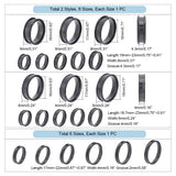 22Pcs 22 Style 201 & 304 Stainless Steel Grooved Finger Ring Settings, Ring Core Blank, for Inlay Ring Jewelry Making, Electrophoresis Black, US Size 5 1/4(15.9mm)~US Size 14(23mm), 1pc/style