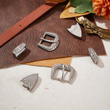 Belt Alloy Buckle Sets, include Roller Buckle, Rectangle Silder Charm, Triangle Zipper Stopper, Antique Silver, 30.5x37x3.5mm