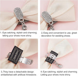 2Pcs Detachable Polyester Bowknot Shoe Decoration, with Alloy Buckle Clip, Crystal Glass Rhinestone, PapayaWhip, 90x50mm