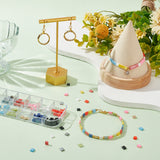 DIY Tile Bracelet Making Kit, Including Glass 2-Hole Square Beads, Big Eye Beading Needles, Elastic Thread, Mixed Color, 240Pcs/set