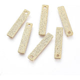 50Pcs Brass Charms, Long-Lasting Plated, Textured, Rectangle, Real 14K Gold Plated, 15x3x1mm