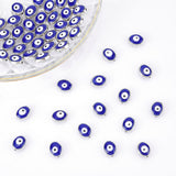 60Pcs CCB Plastic Beads, with Enamel, Oval with Evil Eye, Blue, 12x9.5x5mm, Hole: 1.4mm