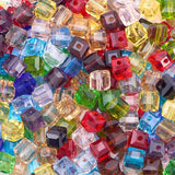 Glass Beads, Faceted, Cube, Mixed Color, 6x6x6mm, Hole: 1mm, about 50pcs/color, 900pcs/box