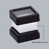 Plastic Jewelry Organizer Box, with Glass Window, for Jewelry Storage Package, Square, Black, 2.9x2.9x1.6cm