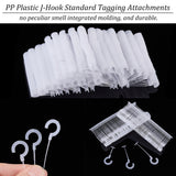 1500Pcs 3 Styles PP Plastic J-Hook Standard Tagging Attachments, PP Plastic Hooks, Hangtag Hooks, Plastic Standard Tagging Gun Fasteners, White, 45~105x15~58mm, 500pcs/style
