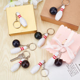 10Pcs 2 Style Bowling & Bowling Pin ABS Plastic Pendant Keychain, with Iron Findings, Mixed Color, 9.3~12cm, 5pcs/style