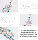Alloy European Dangle Charms, Woven Net/Web with Feather, Large Hole Pendants, with Mixed Gemstone, Antique Silver, 96mm, Hole: 5mm