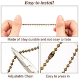 6Pcs 3 Styles Tibetan Style Alloy Ceiling Fan Pull Chain Extenders, with Iron Ball Chain, Hollow-out, Flat Round & Teardrop, Antique Bronze, 333~352mm, 2pcs/styles