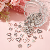 90Pcs 15 Style Tibetan Style Alloy Pendants, Heart, Antique Silver, 12~24x9~27x1.5~3mm, Hole: 1.5~2.5mm, 6pcs/style