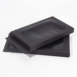 Foldable Creative Kraft Paper Box, Wedding Favor Boxes, Favour Box, Paper Gift Box, with PVC Clear Window, Rectangle, Black, 17.5x9x1.5cm