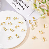 24Pair 2 Cards Hollow Rectangle 304 Stainless Steel Stud Earrings for Girl Women, Golden, 10x7mm, Pin: 0.7mm, 12pair/card
