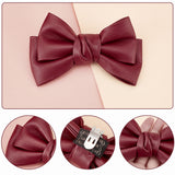 Leather Bowknot Shoe Decorations, Detachable Shoe Buckle Clips, with Iron Findings, Dark Red, 75x116x30mm