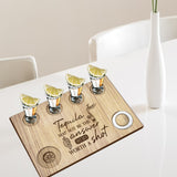 Wood Shot Glasses Tray, Wine Cup Holder, Rectangle, Cactus, 200x300x12.5mm