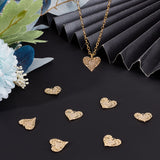8Pcs Brass Clear Cubic Zirconia Pendants, Heart Charm, Real 18K Gold Plated, 17x18x2mm, Hole: 1.2mm