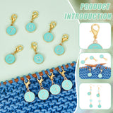 11Pcs Number 0~9 DIY Knitting Tool Sets, including Alloy Enamel Pendant Locking Stitch Markers & Knitting Row Counter Chains, Turquoise, 2.8~10.8cm