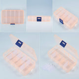 Rectangle Plastic Bead Storage Containers, 10 Compartments, Mixed Color, 6.8x12.9x2.2cm, 1pc/color, 5pcs/set