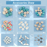 DIY Ocean Theme Jewelry Making Finding Kit, Including Synthetic Turquoise Starfish & Magnesite & Natural Shell & Glass Pearl Beads,  Turtle & Dolphin Alloy Pendants, Mixed Color, 208Pcs/box