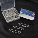 18pcs 3 style Iron Safety Brooch Findings, Kilt Pins, for DIY Brooch Making, Platinum, 50~64x15~18x4.5~6mm, 6pcs/style