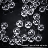 100Pcs Glass Bead, No Hole, Round, Clear, 6mm