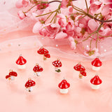 30Pcs 5 Style Resin & Alloy Enamel Pendants, with Platinum Tone Iron Loops, Mushroom with Polka Dots, Red, 6pcs/style