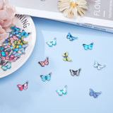 Printed Alloy Enamel Pendants, Butterfly, Platinum, Mixed Color, 13.5x20x2mm, Hole: 1.6mm, 10color, 4pcs/color, 40pcs