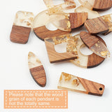 Resin & Wood Pendants, Trapezoid, Mixed Color, 30x12x3~3.5mm, Hole: 2mm, 21pcs/box