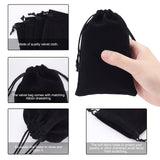 Rectangle Velvet Pouches, Gift Bags, Black, 15x10cm