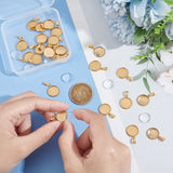 DIY Blank Dome Pendant Making Kit, Including Stainless Steel Pendant Cabochon Settings, Glass Cabochons, Golden, 60Pcs/box