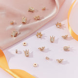 Brass Micro Pave Cubic Zirconia Beads, Mixed Shapes, Golden, 18pcs/box