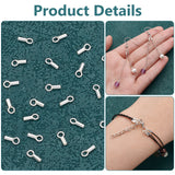 50Pcs Sterling Silver Cord Ends, Column, Silver, 7x3x1.5mm, Hole: 2mm, Inner Diameter: 1.2mm