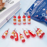 32Pcs Resin Big Pendants, with Platinum Plated Iron Loop, Imitation Wine Bottle, Red, 54x11.5~12.5mm, Hole: 1.5mm