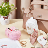 2Pcs 2 Colors PU Leather Mini Coin Bag for Women, Lipstick Printed Coin Purse Keychain for Girl Money Bags Earphone, Mixed Color, 16cm, 1pc/color
