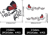 2Sets 2 Colors Waterproof Plastic Self-adhesive Stickerr Car Stickers, DIY Car Decoration, Butterfly, Mixed Color, 30.5~31x11.5~28x0.01cm, 4pcs/set, 1set/color