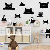 PVC Wall Stickers, for Home Living Room Bedroom Decoration, Black, Cat Pattern, 350x680mm