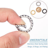 3Pcs 3 Colors 304 Stainless Steel Spring Gate Rings, O Rings, Ion Plating (IP), Mixed Color, 21.5x3.5mm, 7 Gauge, Inner Diameter: 15mm, 1pc/color