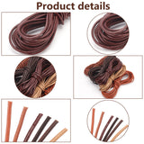 30 Yards 6 Colors Cowhide Leather Cord, Round, Mixed Color, 2mm, 5 yards/color