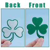 Saint Patrick's Day Iron on Shamrock Cloth Patches, Embroidery Appliques, Sewing Craft Decoration, Green, 77x72x1.5mm