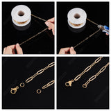 DIY Chain Bracelet Necklace Making Kit, Including Ion Plating(IP) 304 Stainless Steel Paperclip Chains & Jump Rings & Clasps, Golden, Chains: 10x3.5x0.8mm, 10M/set