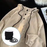 25M Polycotton Soft Drawstring Rope Replacement, Drawstring Cord, for Coats, Pants, Shorts, with 1Pc Plastic Spool, Black, 6mm, about 27.34 Yards(25m)/Roll