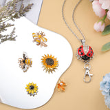 DIY Interchangeable Flower & Bee Office Lanyard ID Badge Holder Necklace Making Kit, Including Alloy Jewelry Snap Buttons & Snap Keychain Making, 304 Stainless Steel Cable Chains Necklaces, Mixed Color, 11Pcs/box
