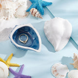Ocean Style Porcelain Storage Box, Conch Shape Storage Tray with Lid, Cornflower Blue, 88.5~91x68~70x29mm, Inner Diameter: 57.5~69x38~53.5mm